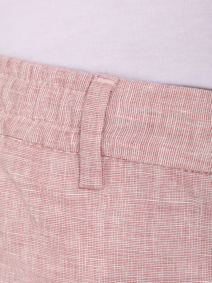 Шорты Regular Fit из хлопка и льна BOSS 50512555/248 Бордовый  Фото 6