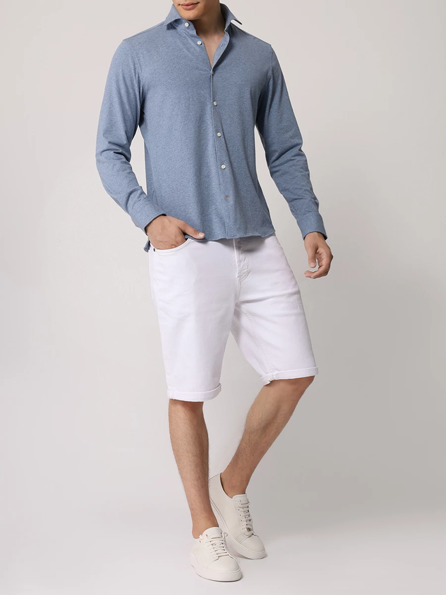Рубашка Casual Fit хлопковая BOSS 50521349/490 Голубой  Фото 2