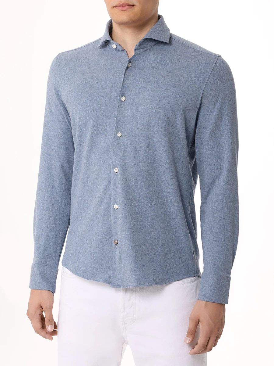 Рубашка Casual Fit хлопковая BOSS 50521349/490 Голубой  Фото 4