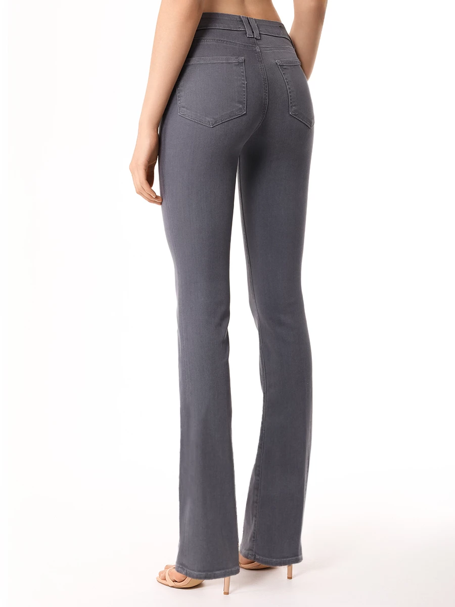 Джинсы-клеш из хлопка и вискозы PAIGE 3226H35-B376 Серый  Фото 3