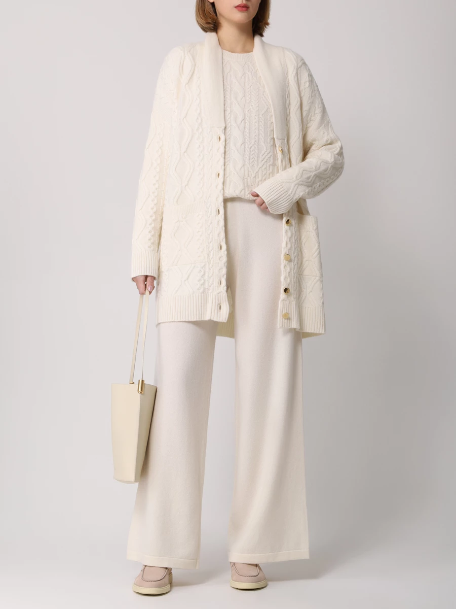 Брюки кашемировые MIR CASHMERE cwa23-087 Молочный Белый  Фото 2