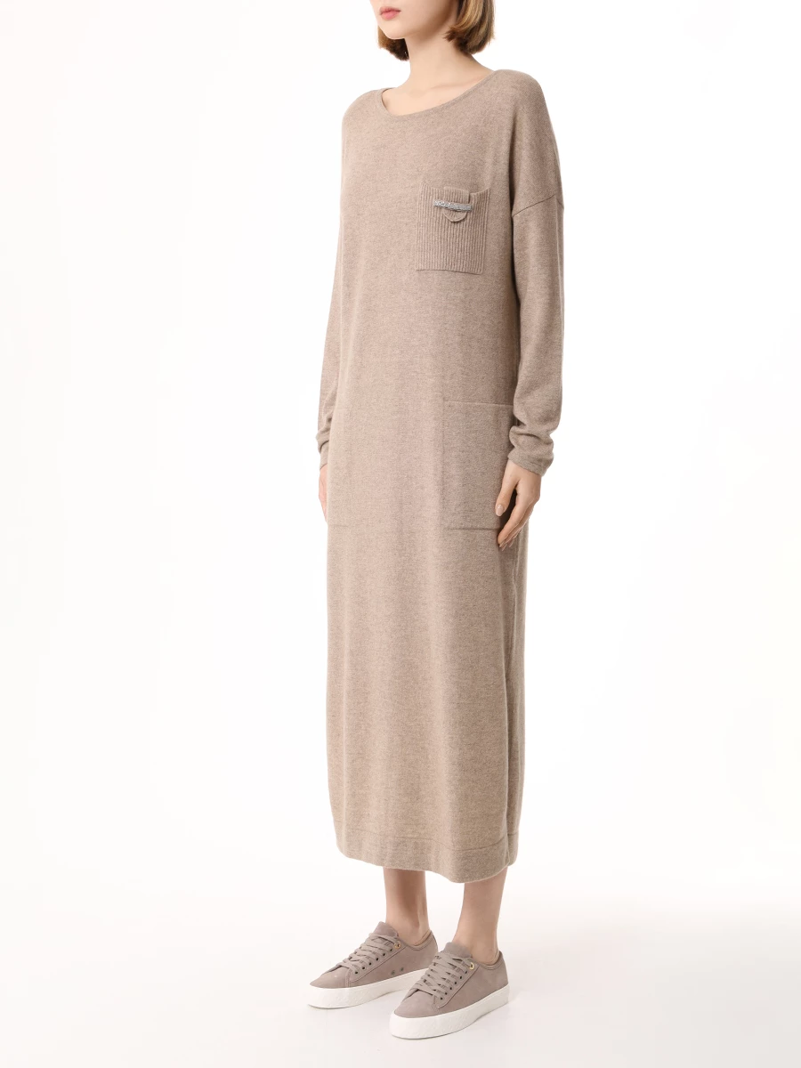 Платье кашемировое MIR CASHMERE cwj23-029 Натуральный Бежевый  Фото 4