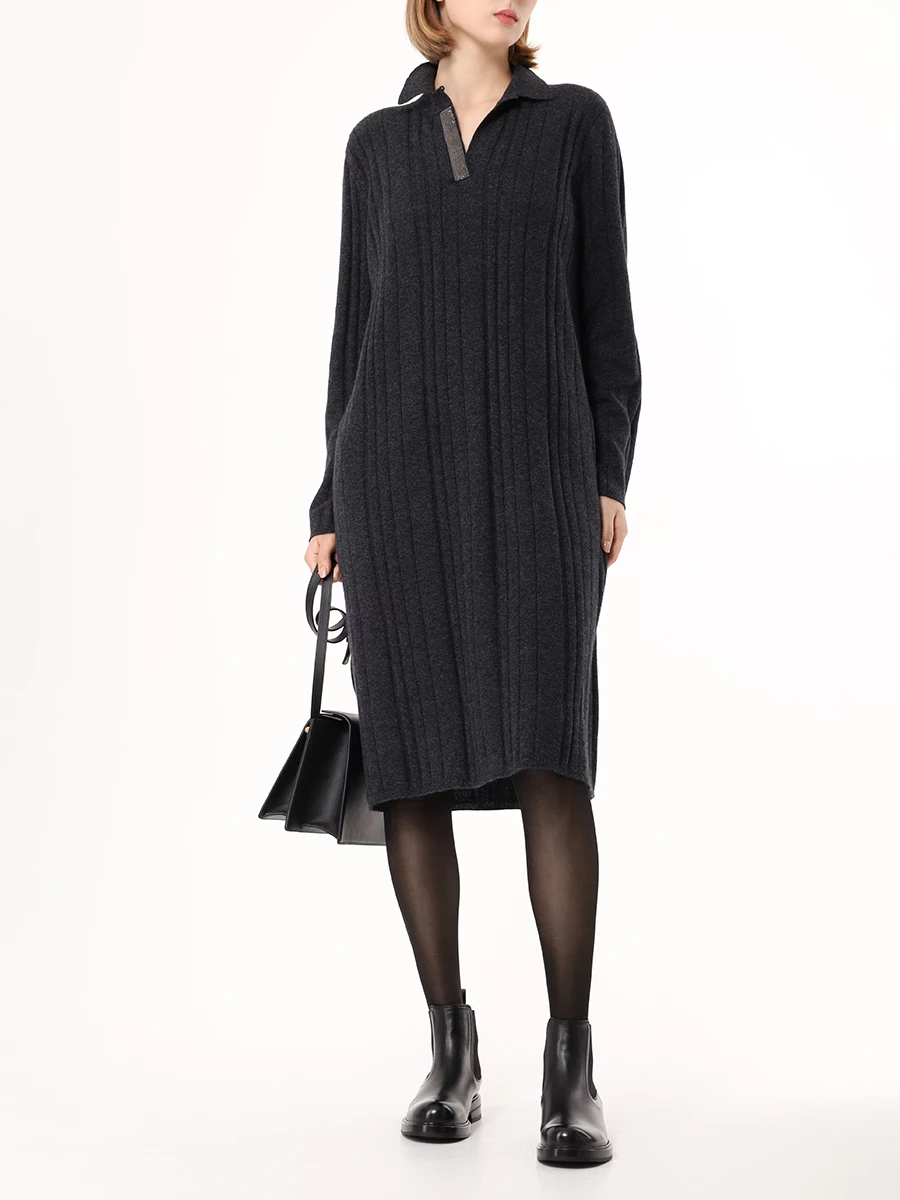 Платье кашемировое MIR CASHMERE cwj23-036 Темный Серый  Фото 2