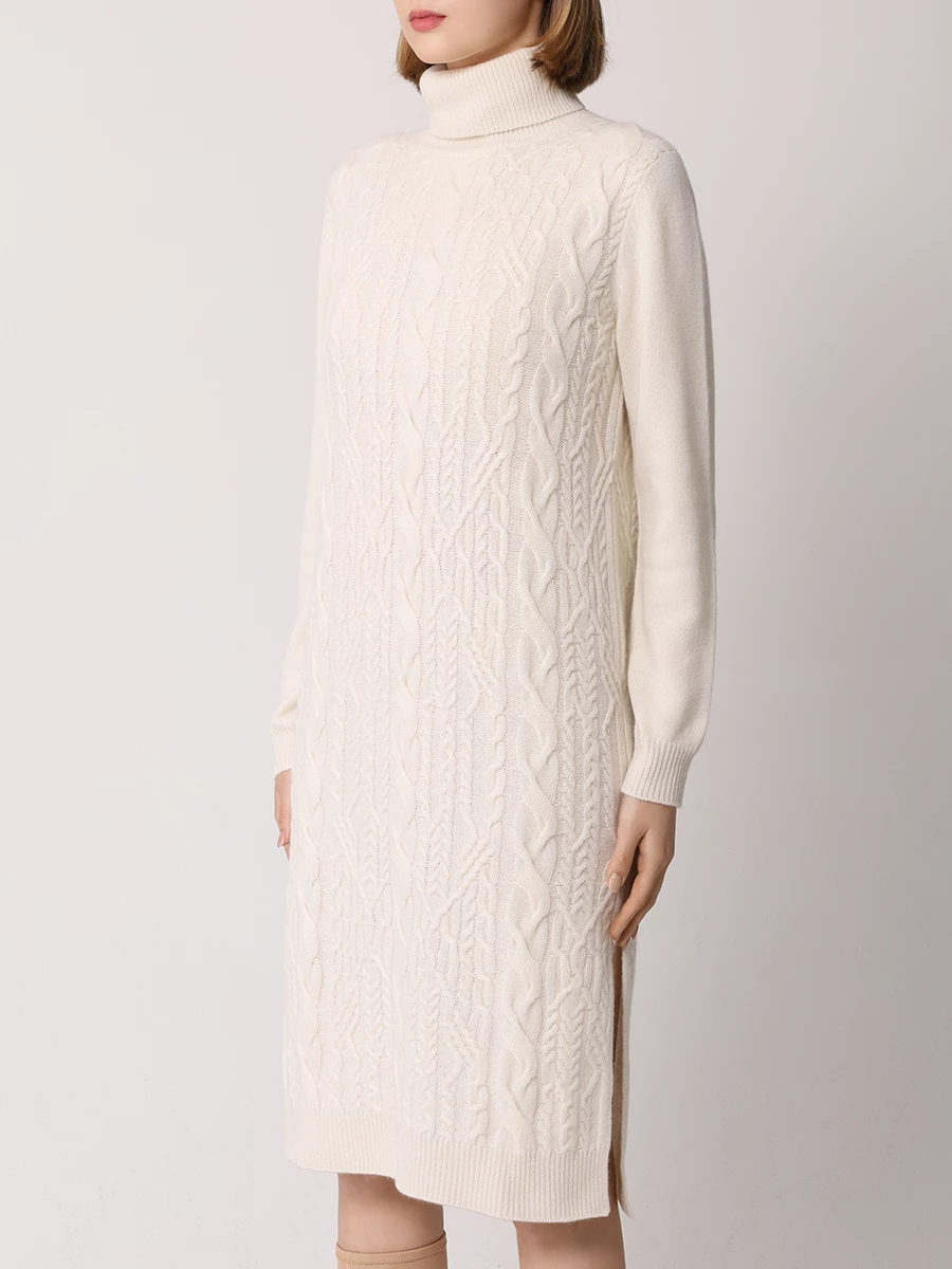 Платье кашемировое MIR CASHMERE cwj23-042 Молочный Кремовый  Фото 4