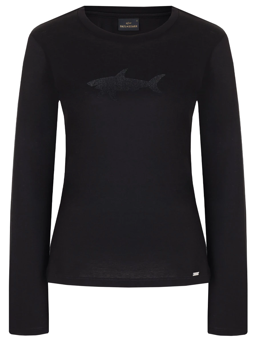 Лонгслив из хлопка и лиоцелла PAUL & SHARK 14351605/011 Черный 
