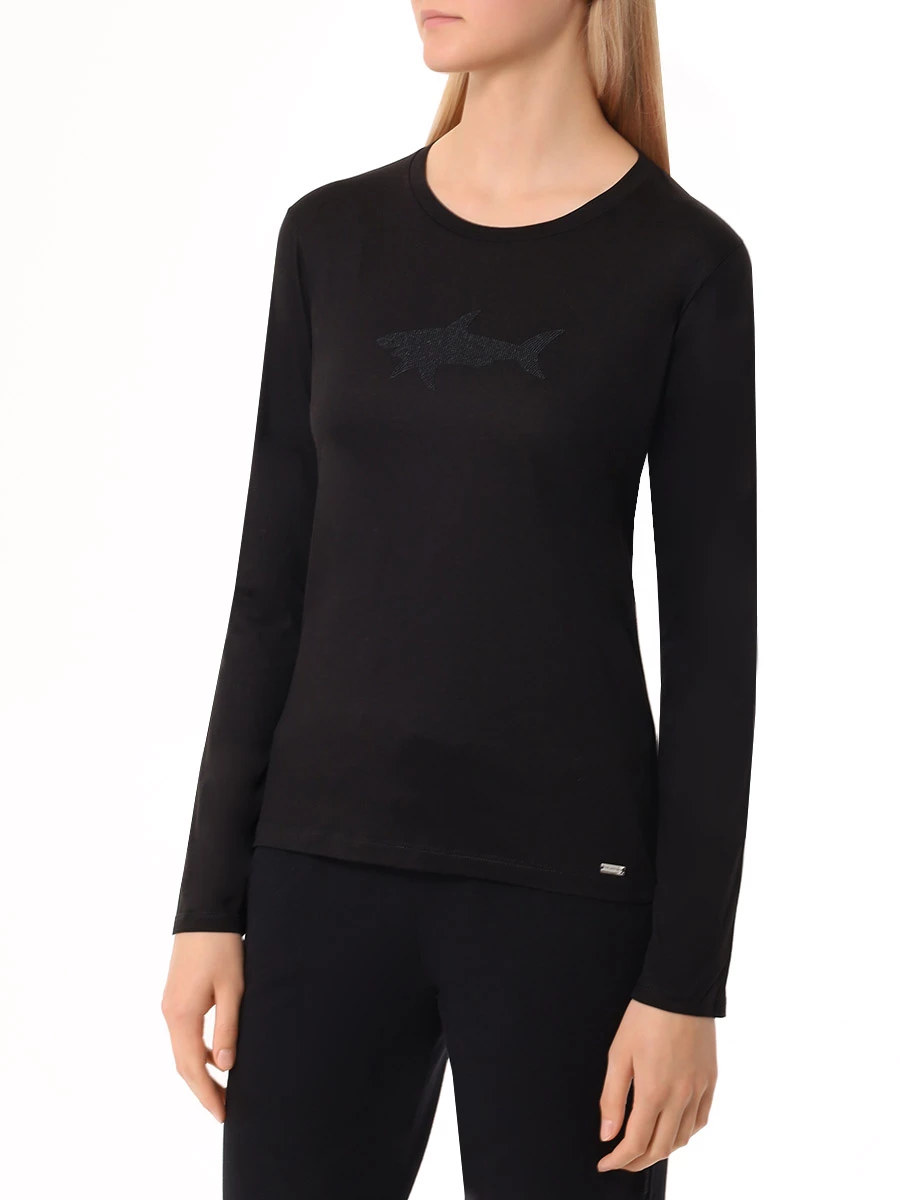 Лонгслив из хлопка и лиоцелла PAUL & SHARK 14351605/011 Черный  Фото 4