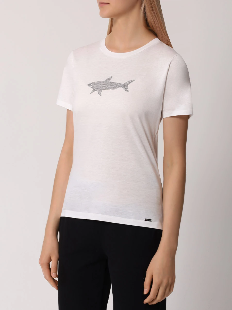 Футболка из хлопка и лиоцелла PAUL & SHARK 14351606/108 Белый  Фото 4