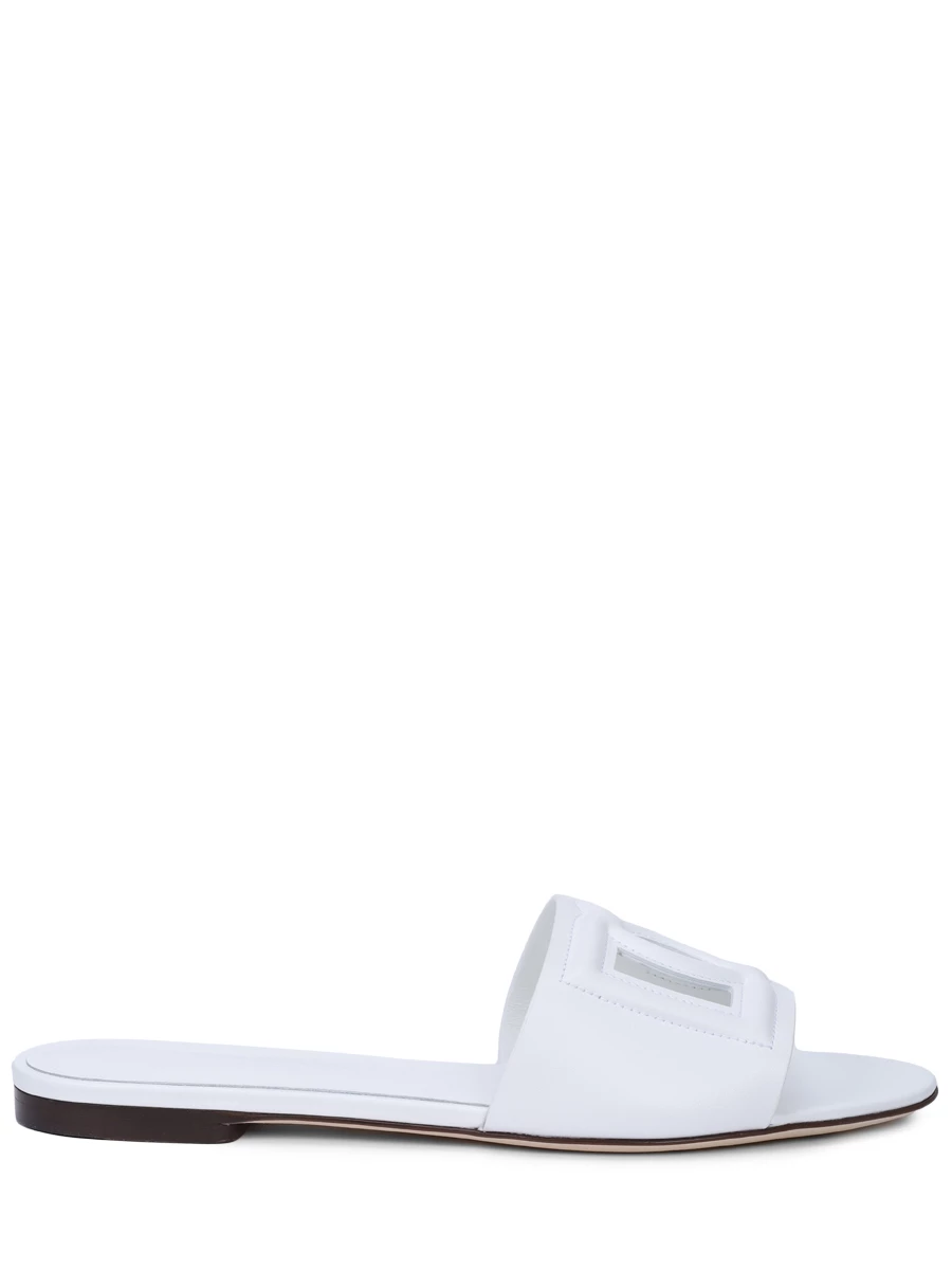 Шлепанцы кожаные Bianca DOLCE & GABBANA CQ0436 AY329 80001 Белый 