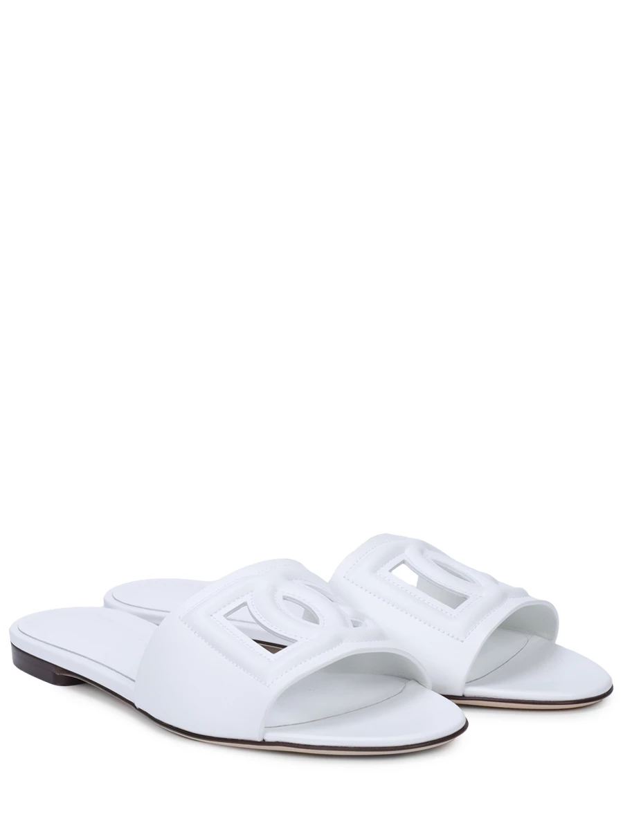 Шлепанцы кожаные Bianca DOLCE & GABBANA CQ0436 AY329 80001 Белый  Фото 2