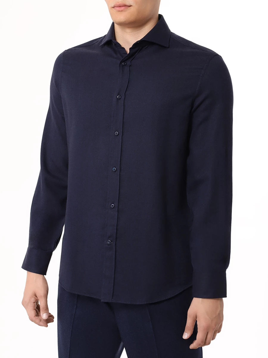 Рубашка Easy Fit хлопковая BRUNELLO CUCINELLI MY6370627 C019 Синий  Фото 4