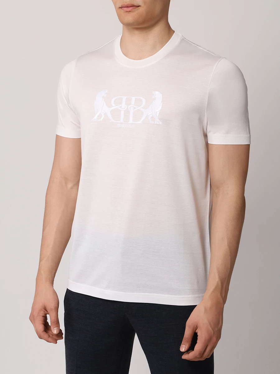 Футболка хлопковая BERTOLO LUXURY MENSWEAR 000321/001912/0011 Белый  Фото 4