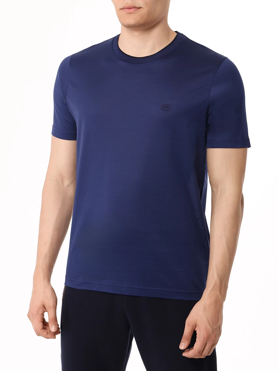 Футболка хлопковая BERTOLO LUXURY MENSWEAR 000320/001912/0045 Синий  Фото 4