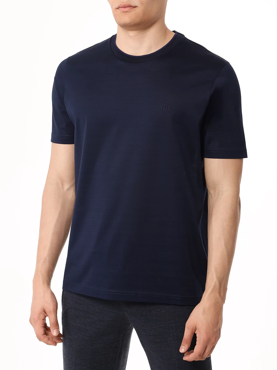Футболка хлопковая BERTOLO LUXURY MENSWEAR 000320/001912/1192 Темно Синий  Фото 4