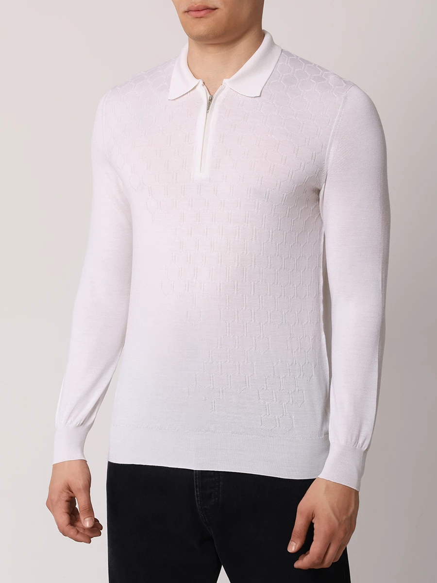 Поло шерстяное BERTOLO LUXURY MENSWEAR 902371/002434/0030 Белый  Фото 4
