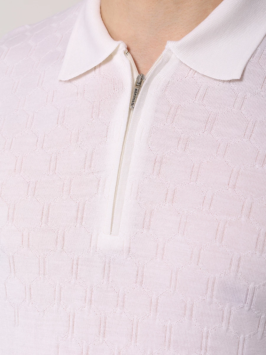 Поло шерстяное BERTOLO LUXURY MENSWEAR 902371/002434/0030 Белый  Фото 5