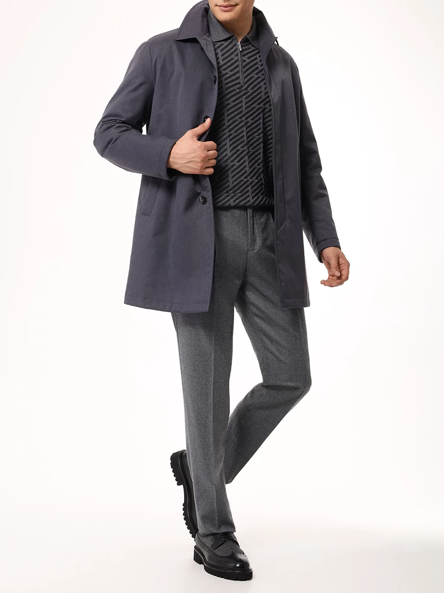 Поло из шерсти и шелка BERTOLO LUXURY MENSWEAR 902356/002427/0445 Серый  Фото 2