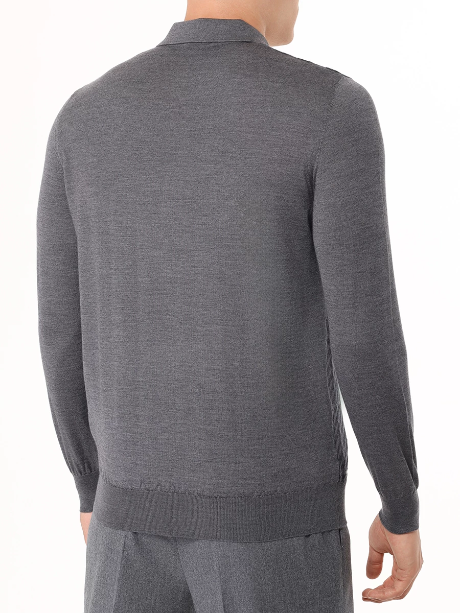 Поло из шерсти и шелка BERTOLO LUXURY MENSWEAR 902356/002427/0445 Серый  Фото 3