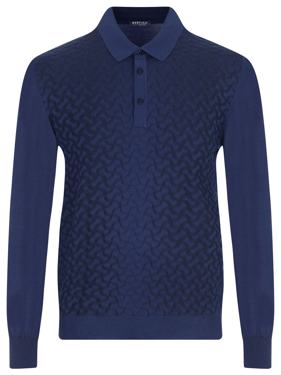Поло из кашемира и шелка BERTOLO LUXURY MENSWEAR 902391/02443/0253 Синий 