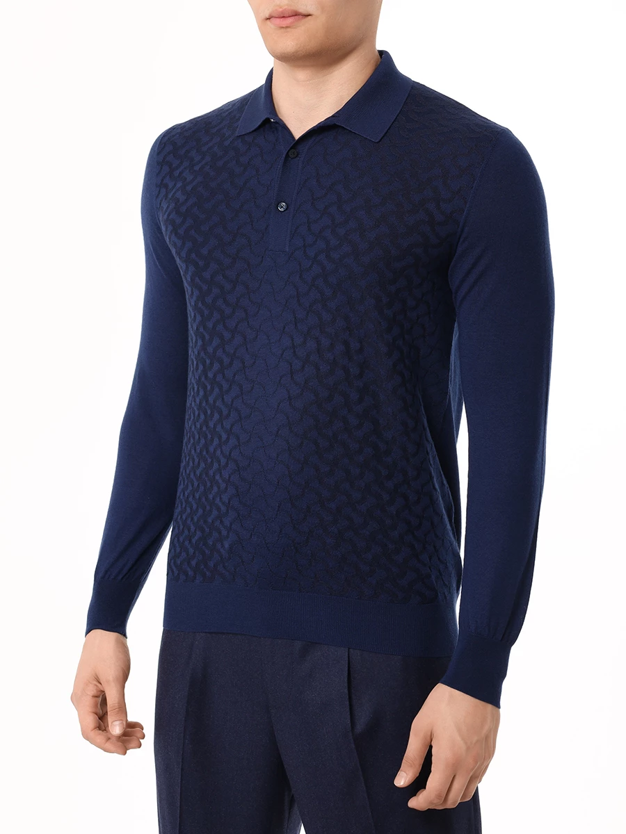 Поло из кашемира и шелка BERTOLO LUXURY MENSWEAR 902391/02443/0253 Синий  Фото 4