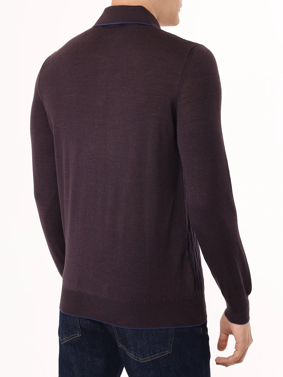 Поло из шерсти и шелка BERTOLO LUXURY MENSWEAR 902056/001839/1207 Бордовый  Фото 3