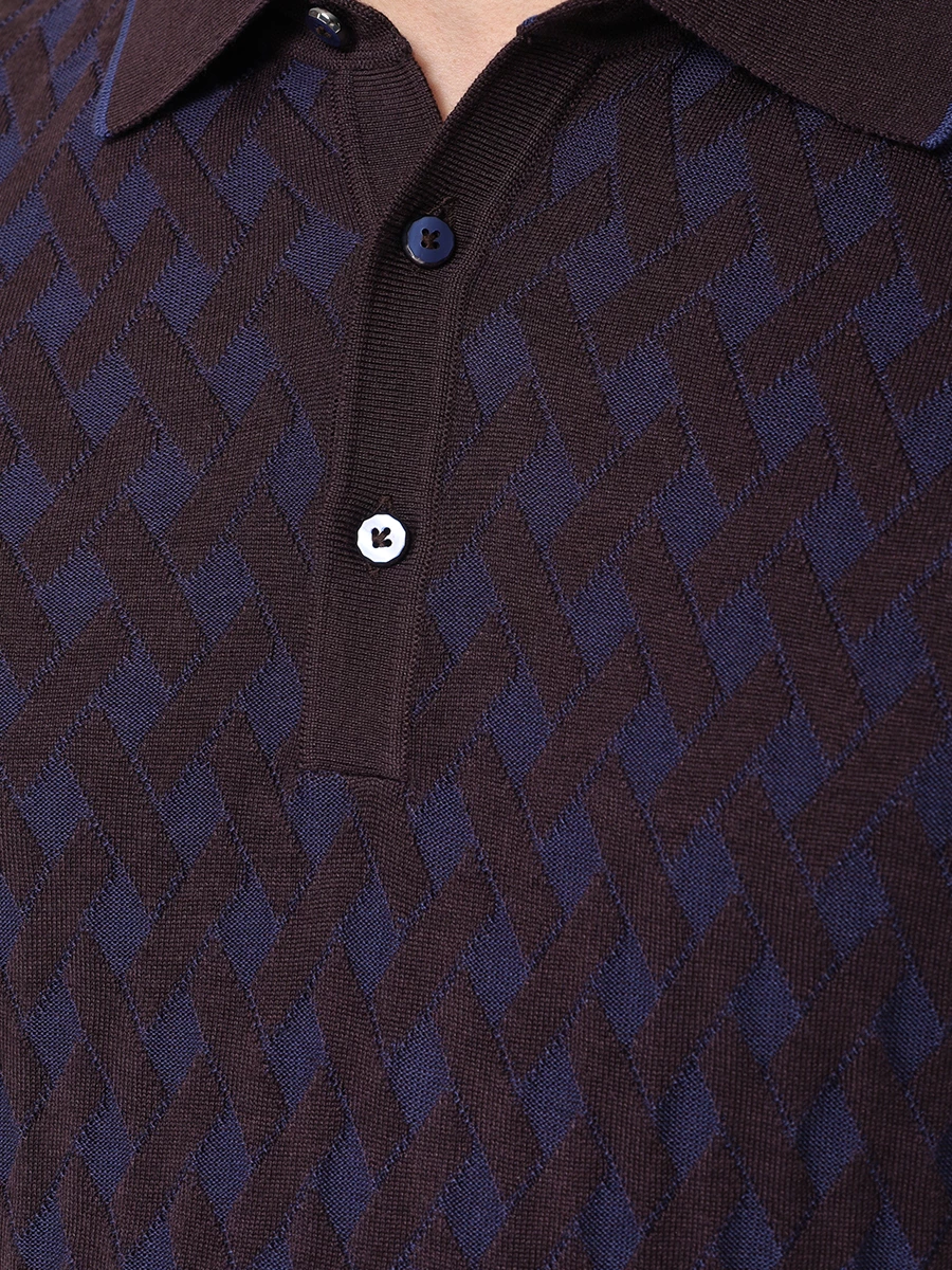 Поло из шерсти и шелка BERTOLO LUXURY MENSWEAR 902056/001839/1207 Бордовый  Фото 5