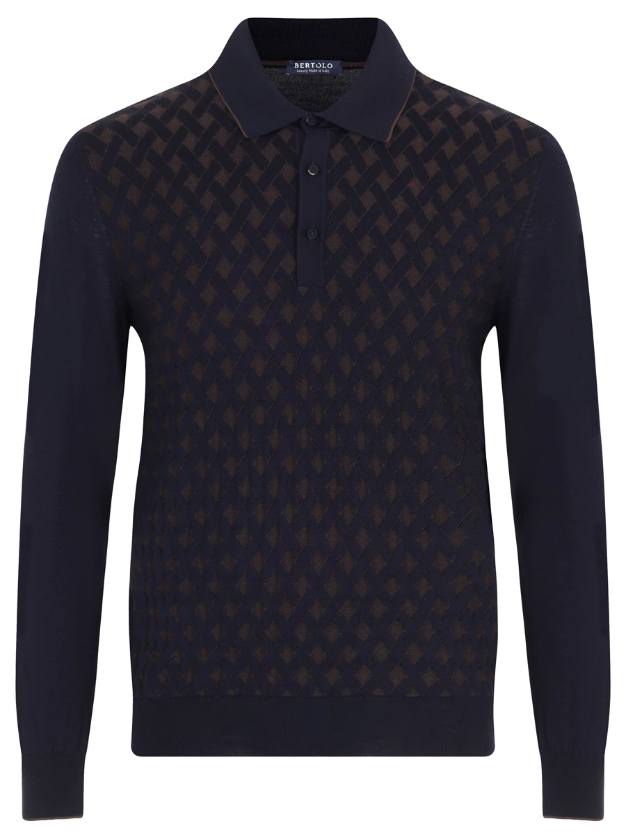 Поло из шерсти и шелка BERTOLO LUXURY MENSWEAR 902056/001839/1146 Синий 