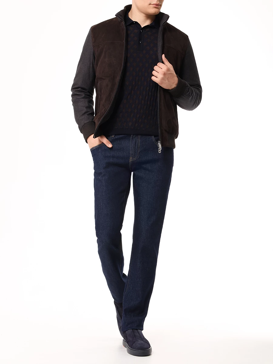 Поло из шерсти и шелка BERTOLO LUXURY MENSWEAR 902056/001839/1146 Синий  Фото 2