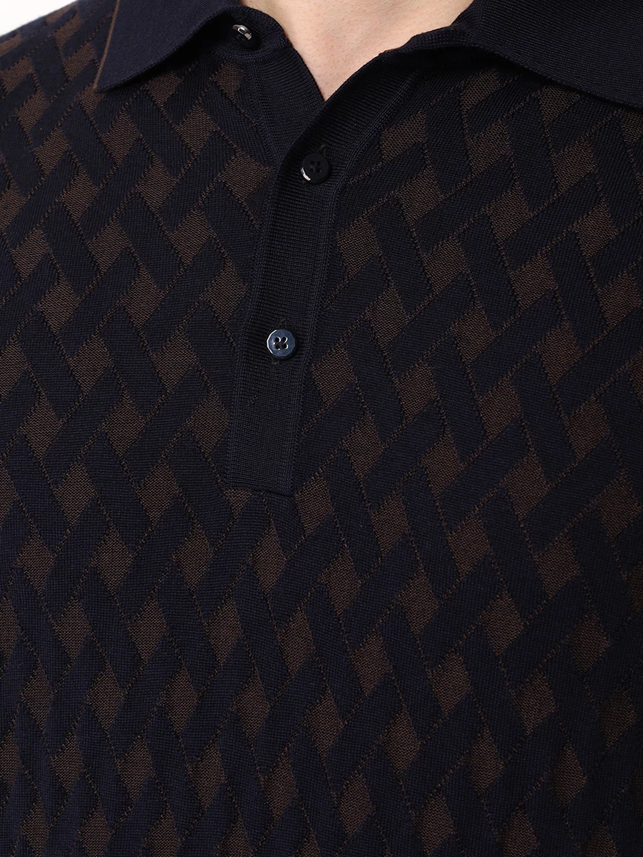 Поло из шерсти и шелка BERTOLO LUXURY MENSWEAR 902056/001839/1146 Синий  Фото 5