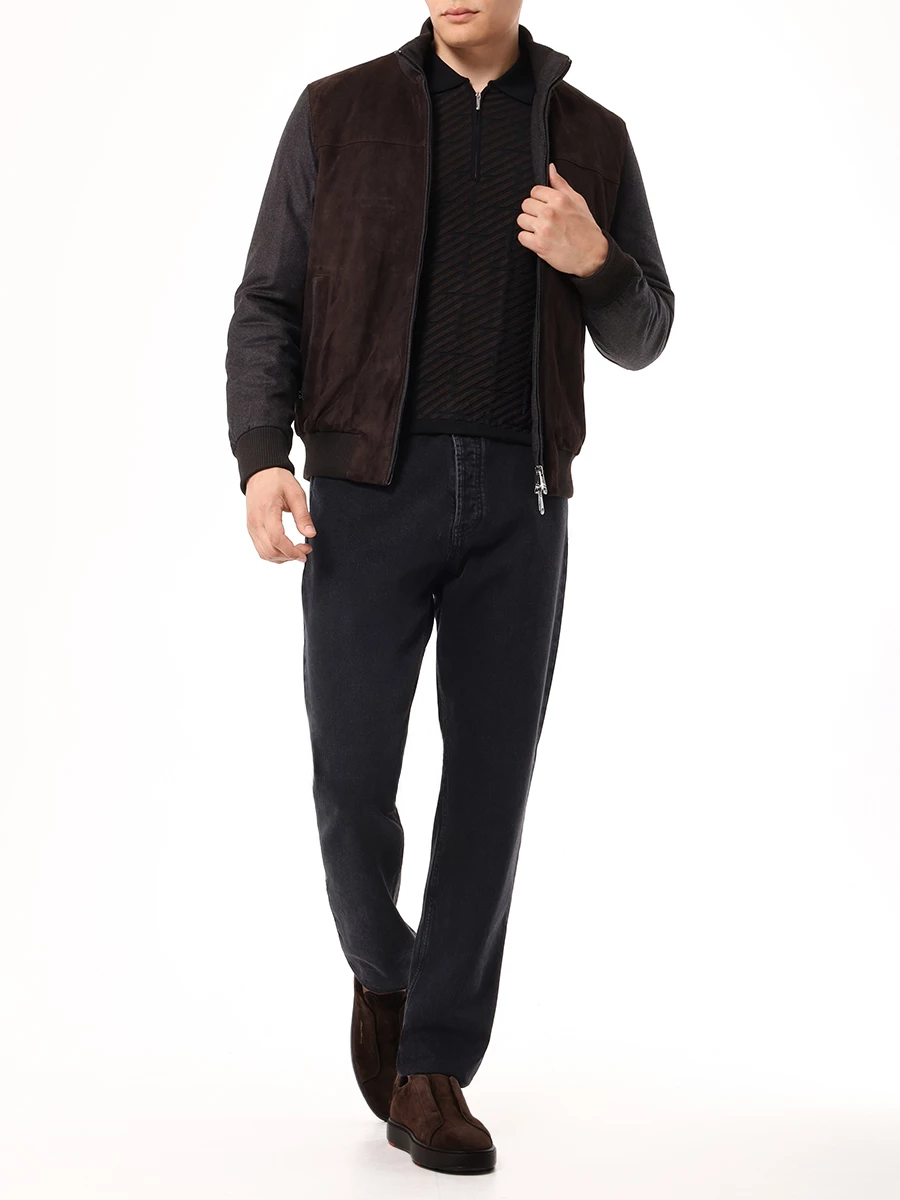 Поло из шерсти и шелка BERTOLO LUXURY MENSWEAR 902356/002427/1000 Коричневый  Фото 2