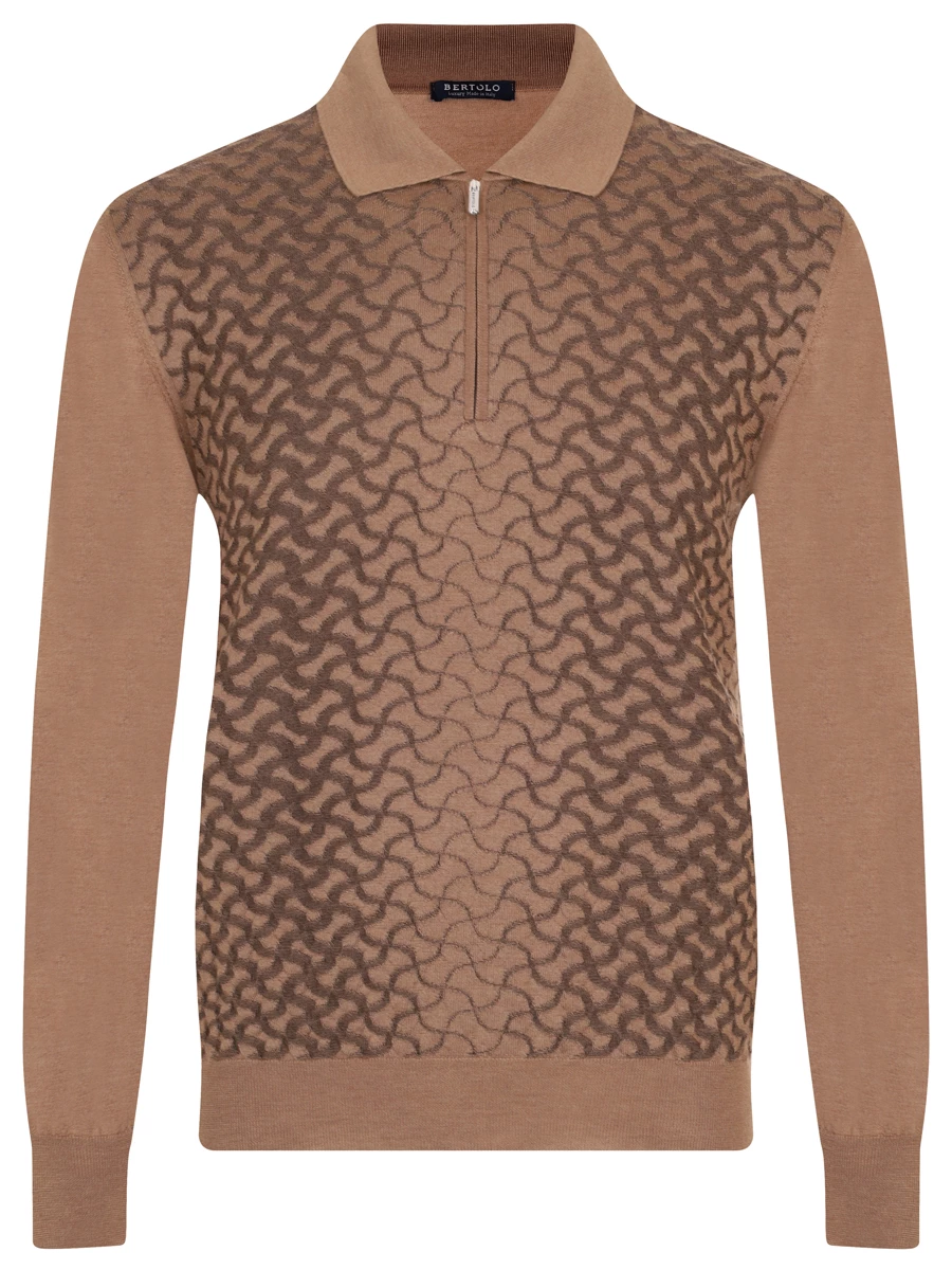 Поло из кашемира и шелка BERTOLO LUXURY MENSWEAR 902388/002443/1061 Коричневый 