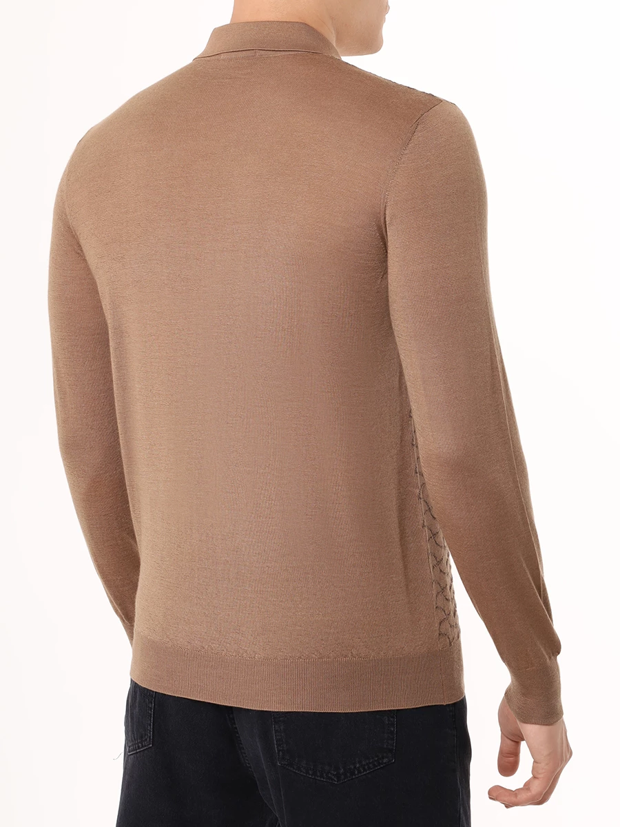 Поло из кашемира и шелка BERTOLO LUXURY MENSWEAR 902388/002443/1061 Коричневый  Фото 3