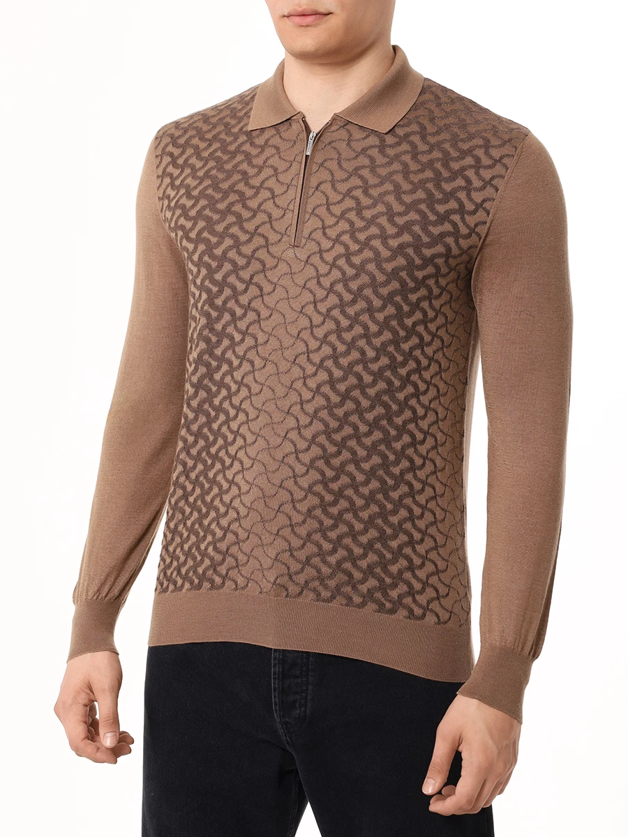 Поло из кашемира и шелка BERTOLO LUXURY MENSWEAR 902388/002443/1061 Коричневый  Фото 4