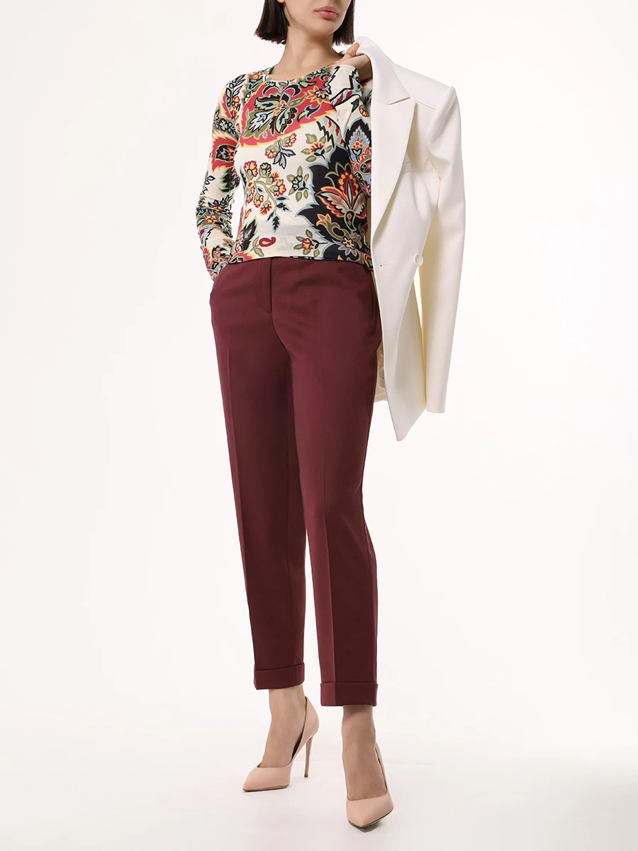 Брюки шерстяные ETRO WREA0002 99TUBK3 F0130 Бордовый  Фото 2