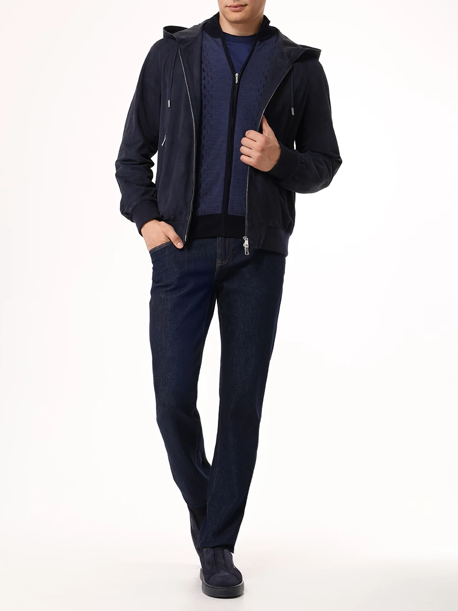 Кардиган из шерсти и шелка BERTOLO LUXURY MENSWEAR 902362/002430/1146 Синий  Фото 2