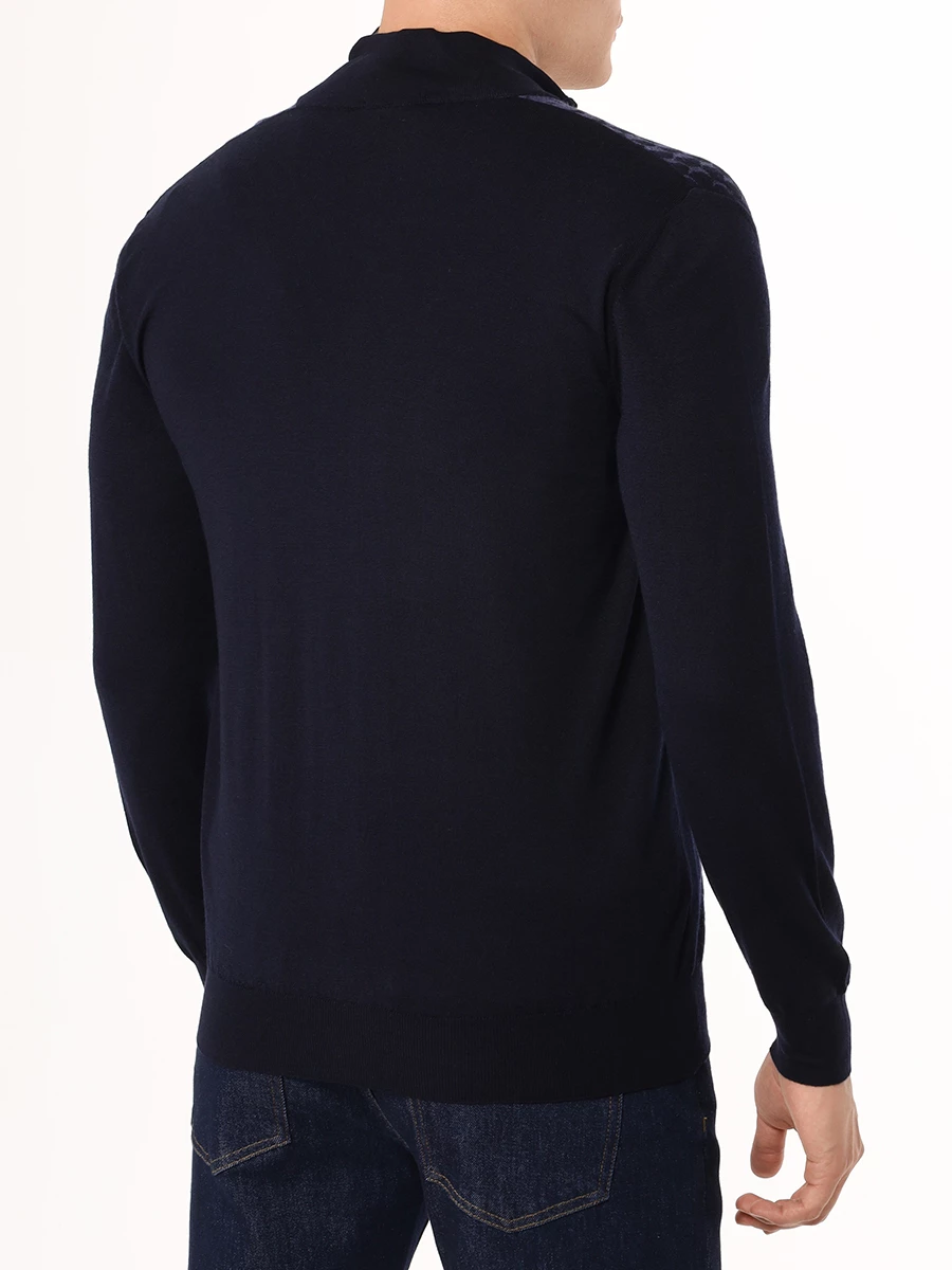 Кардиган из шерсти и шелка BERTOLO LUXURY MENSWEAR 902362/002430/1146 Синий  Фото 3
