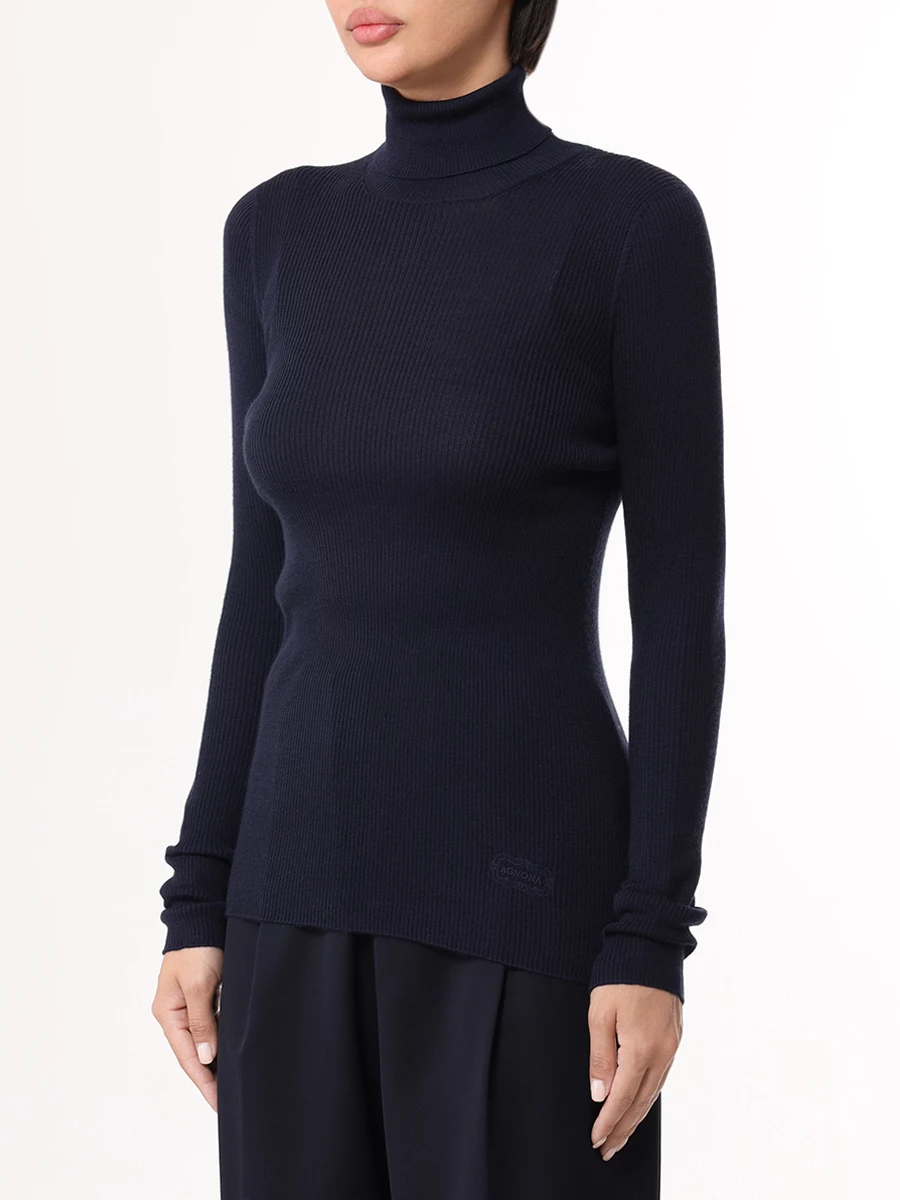 Водолазка однотонная AGNONA K208058-1V180L B91 Темно- Синий  Фото 4
