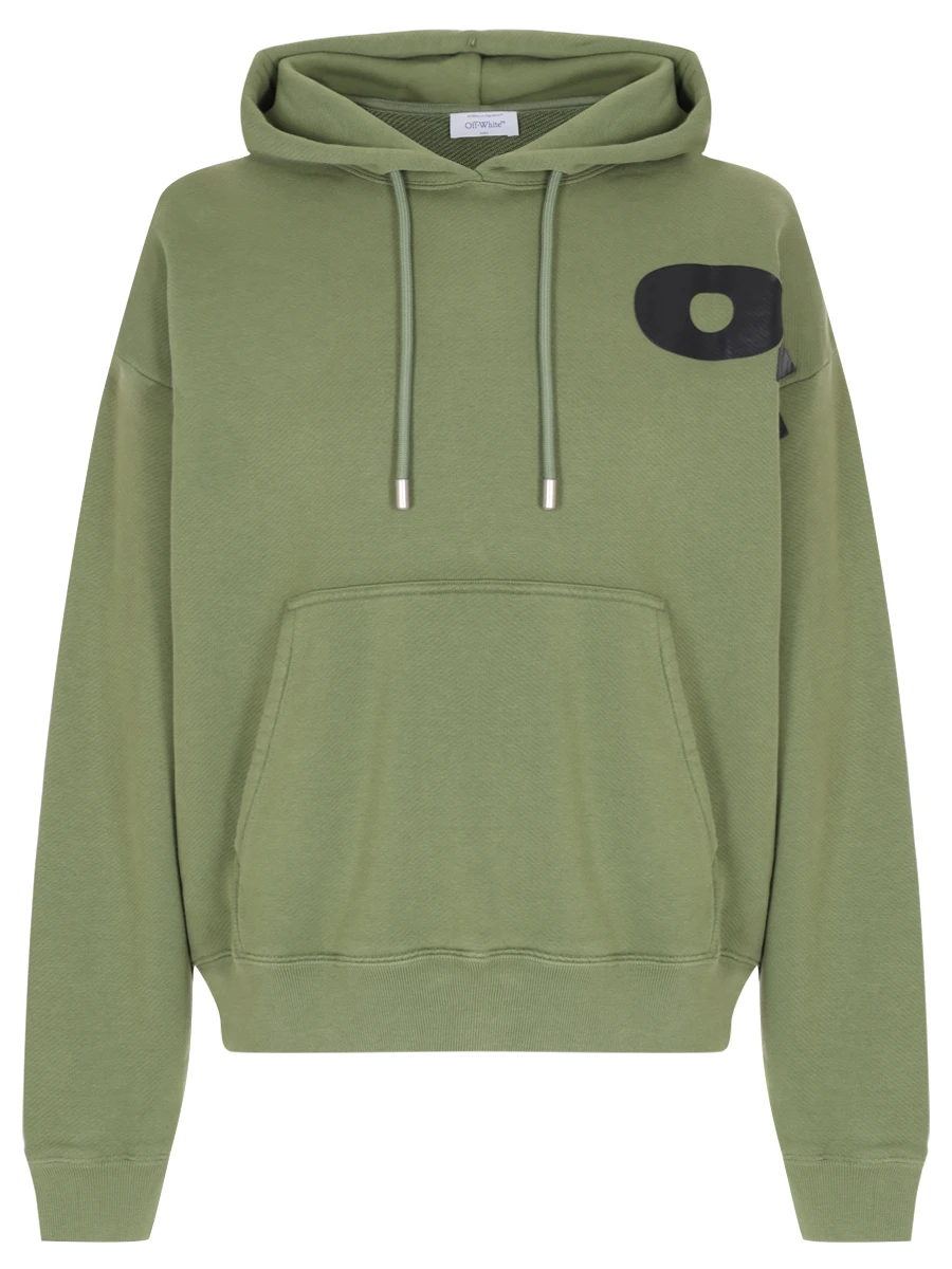 Худи хлопковое OFF-WHITE OMBB085F24FLE00L 5810 Зеленый 