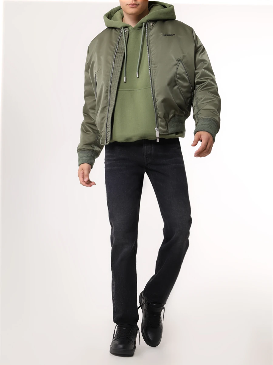 Худи хлопковое OFF-WHITE OMBB085F24FLE00L 5810 Зеленый  Фото 2