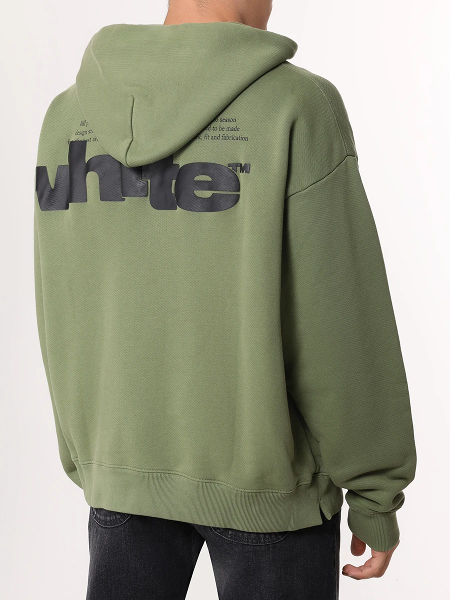 Худи хлопковое OFF-WHITE OMBB085F24FLE00L 5810 Зеленый  Фото 3