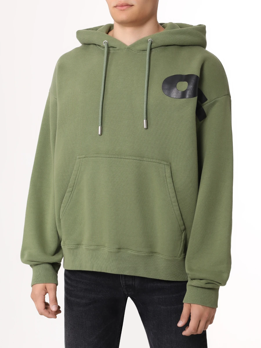 Худи хлопковое OFF-WHITE OMBB085F24FLE00L 5810 Зеленый  Фото 4