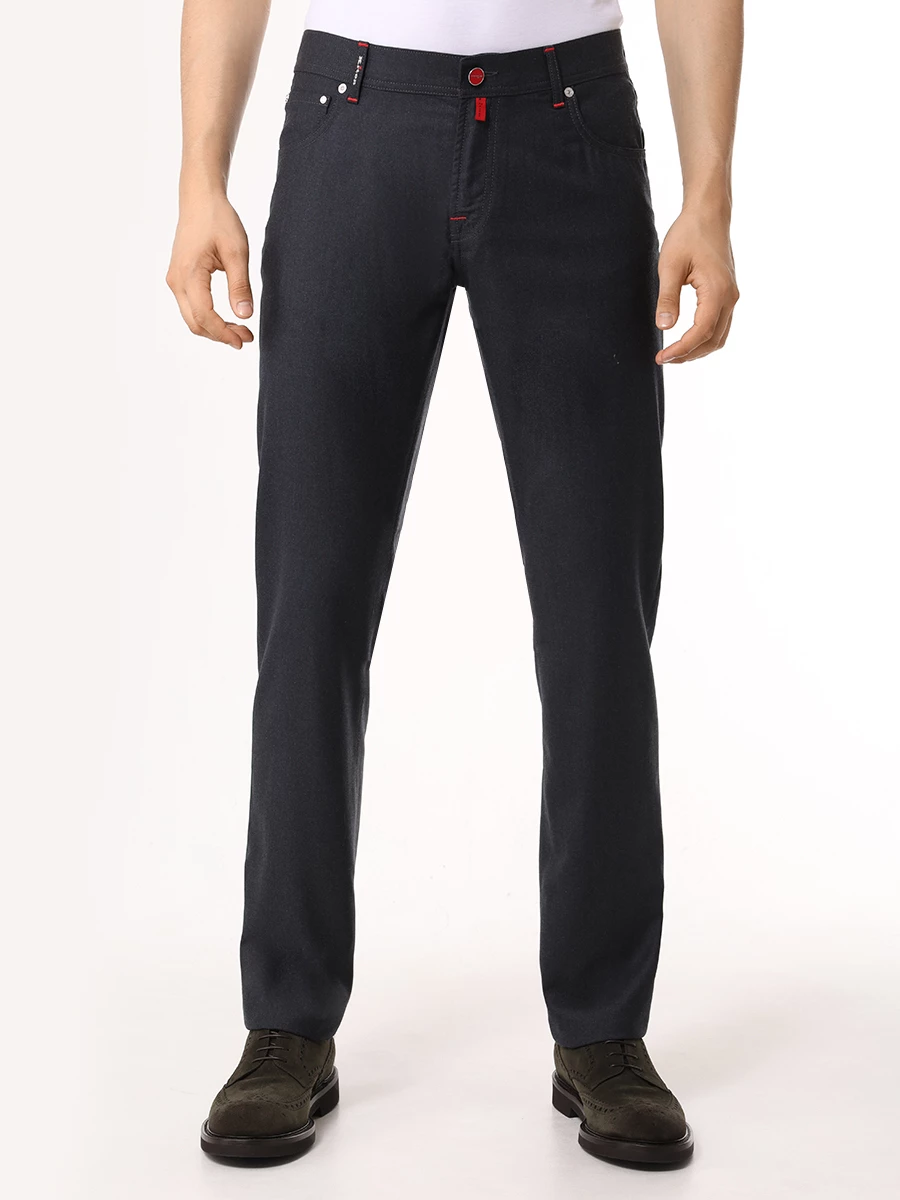 Джинсы Regular Fit из шерсти KITON UPNJSK0149F06000 Темно- Серый  Фото 4