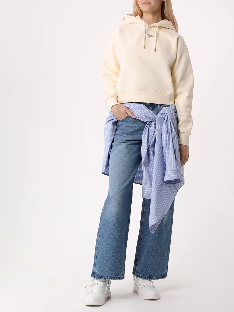 Худи хлопковое JACQUEMUS 241JS1622341 130 Кремовый  Фото 2