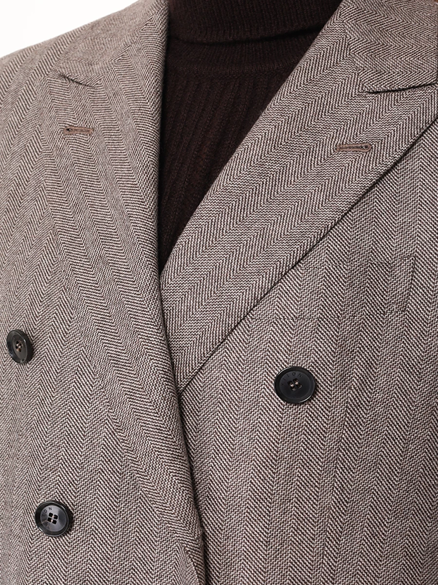 Пальто шерстяное KITON D58608K0104E10004 Бежевый  Фото 5