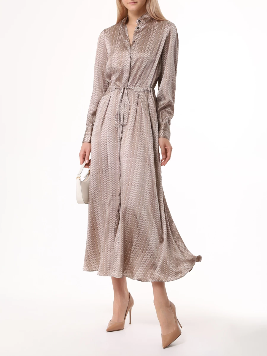 Платье шелковое KITON D52302K0562E01006 Бежевый  Фото 2