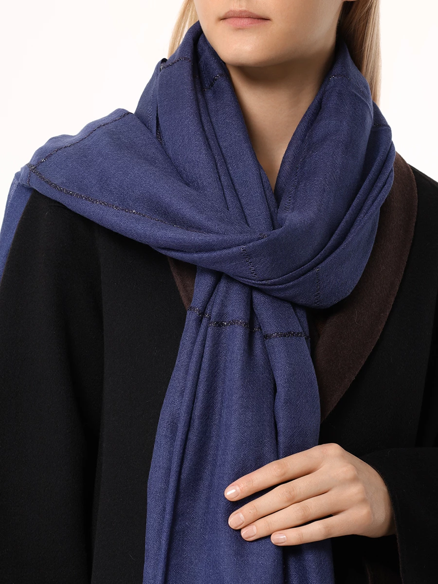 Шарф из кашемира и шелка KITON D58768K0518F0307 Синий  Фото 2