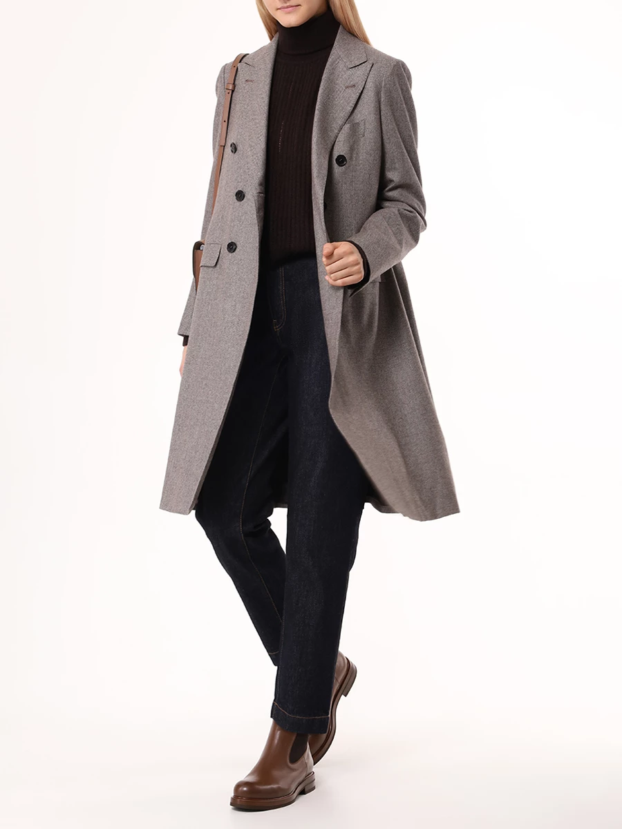 Свитер из кашемира и шелка KITON D5871131928002 Коричневый  Фото 2