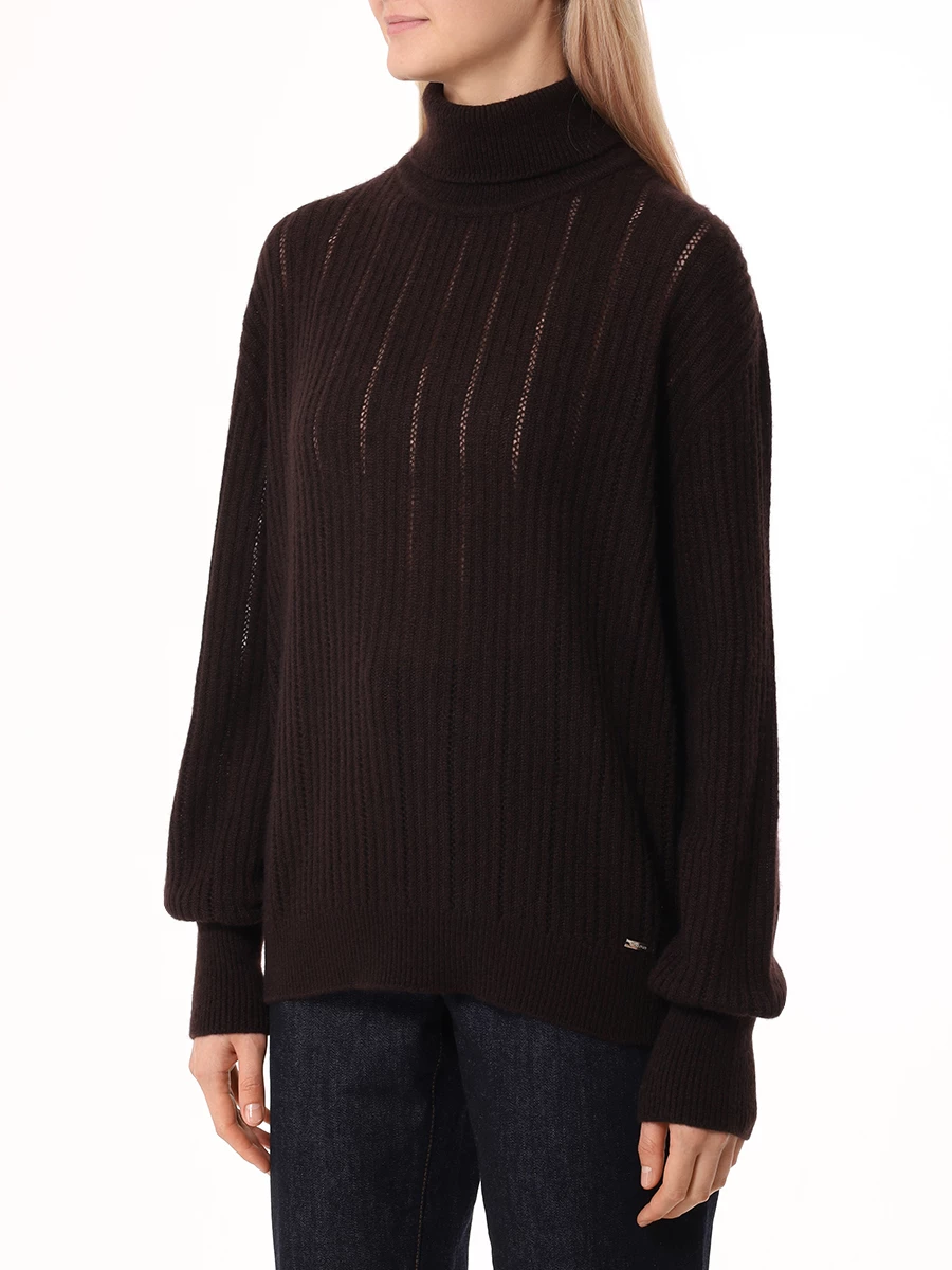 Свитер из кашемира и шелка KITON D5871131928002 Коричневый  Фото 4