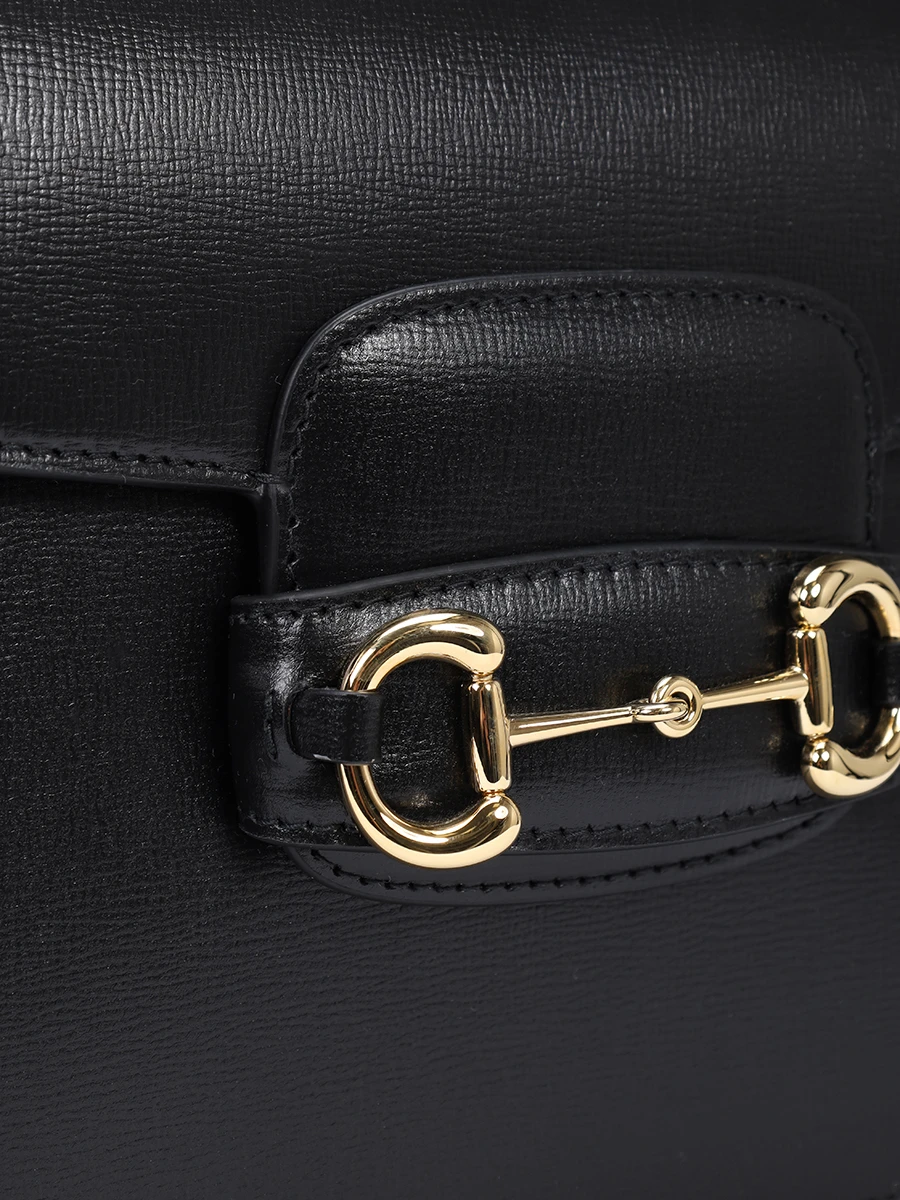 Сумка кожаная Horsebit GUCCI 6022041DB0G 1000 Черный  Фото 5
