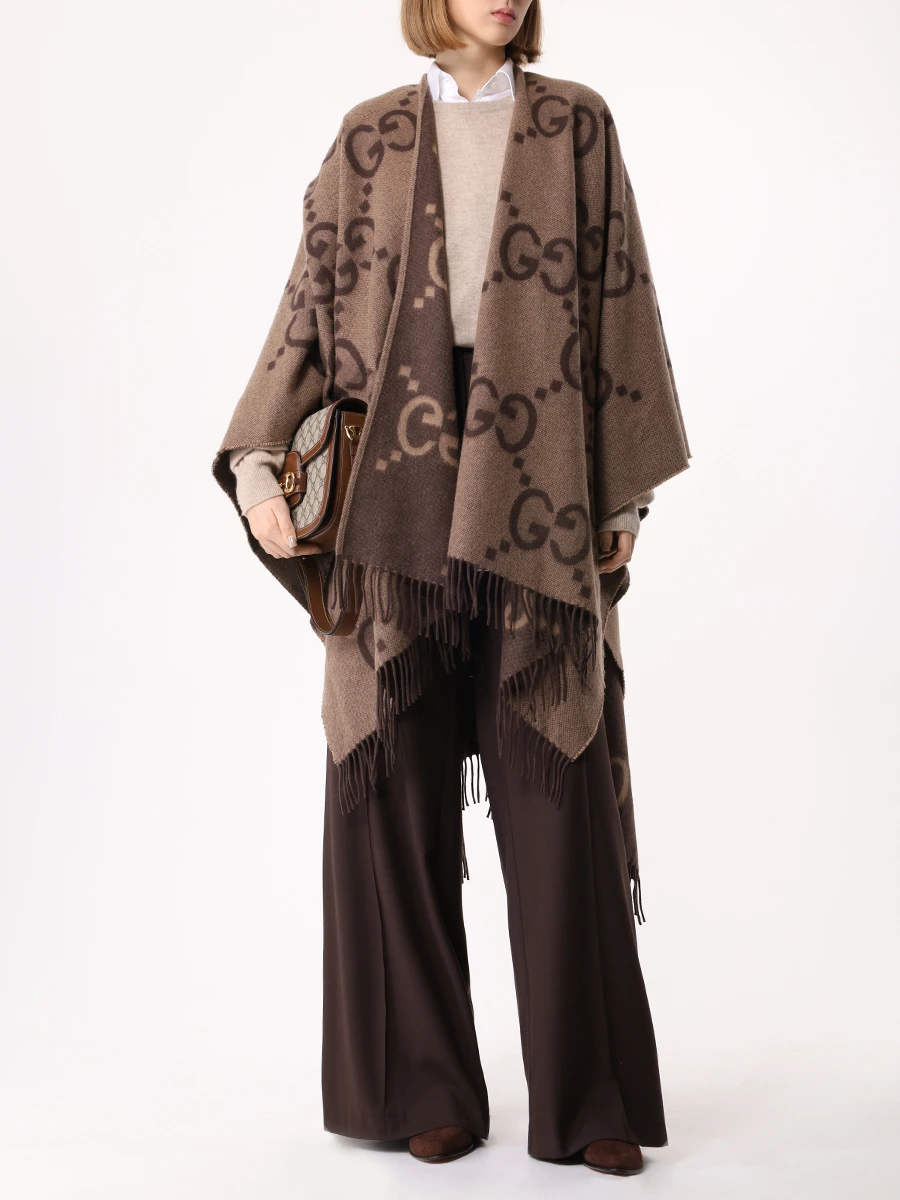Пончо кашемировое GUCCI 7743084GABX 9764 Коричневый  Фото 2