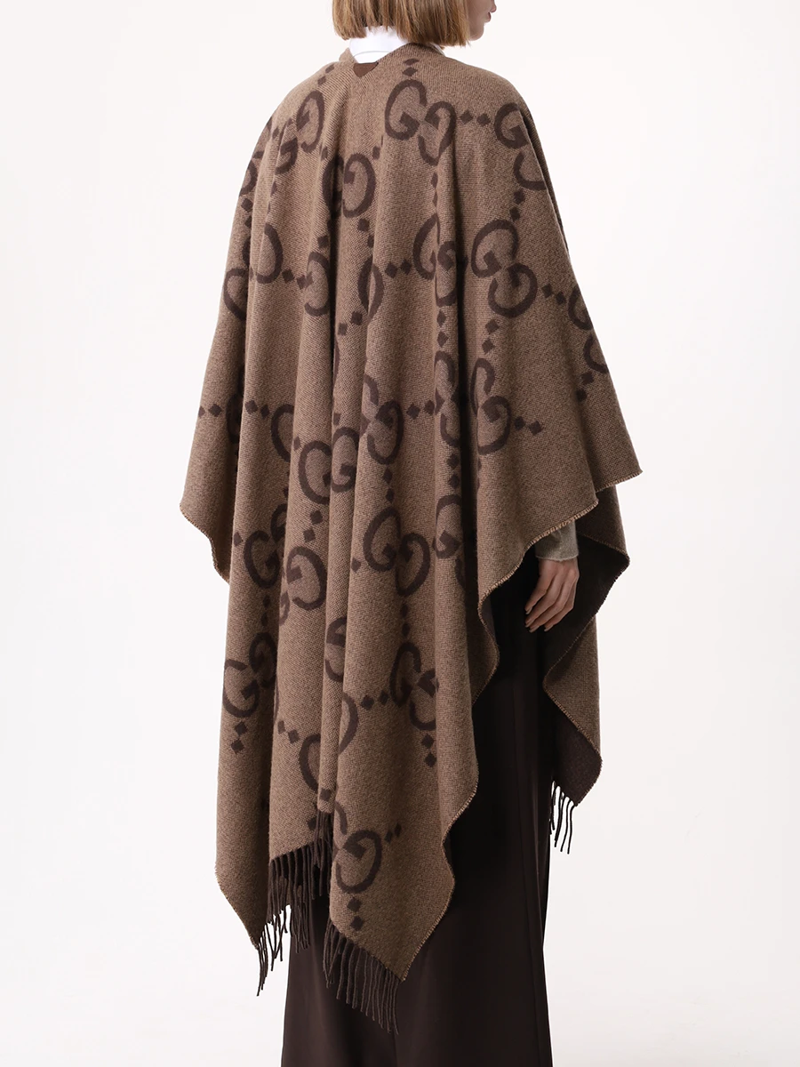 Пончо кашемировое GUCCI 7743084GABX 9764 Коричневый  Фото 3